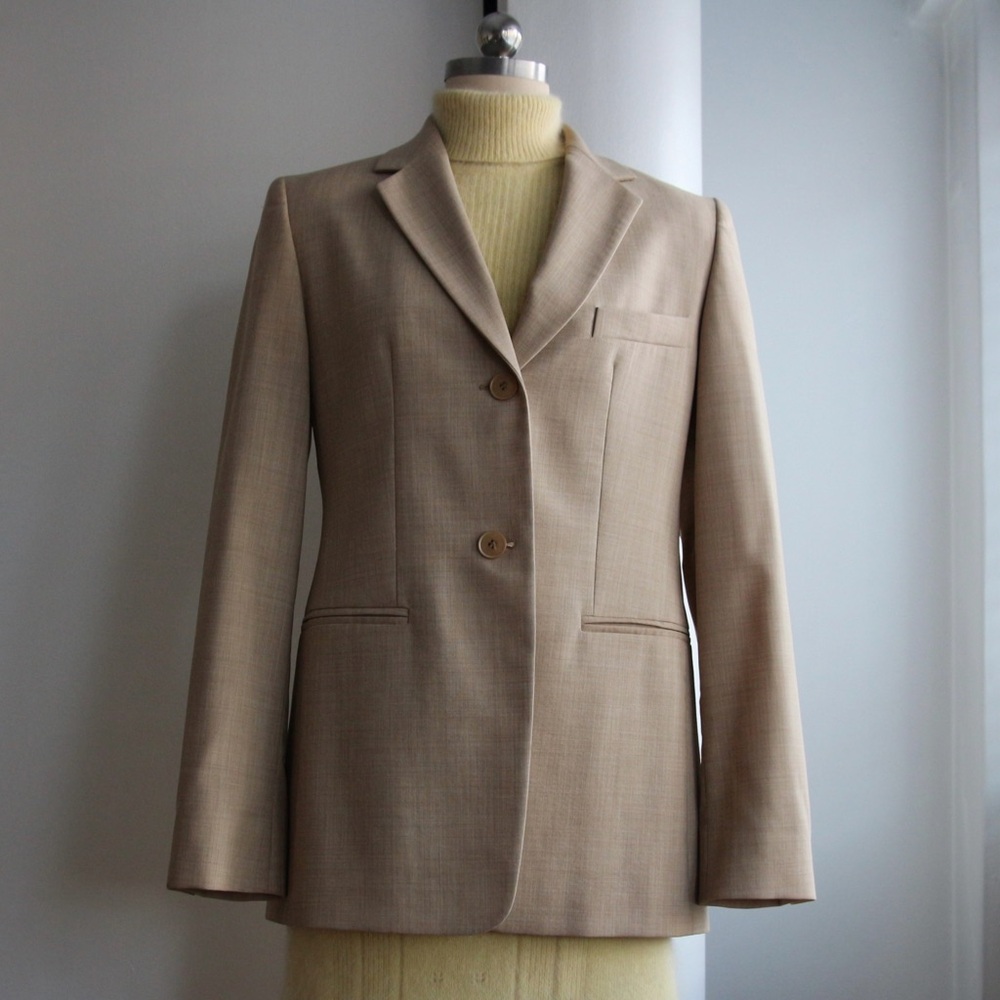 MaxMara Tan Wool Broadcloth Blazer Jacket